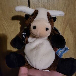 Coca Cola Vintage Cute Brown and White Bull Cow Plush Toy Small